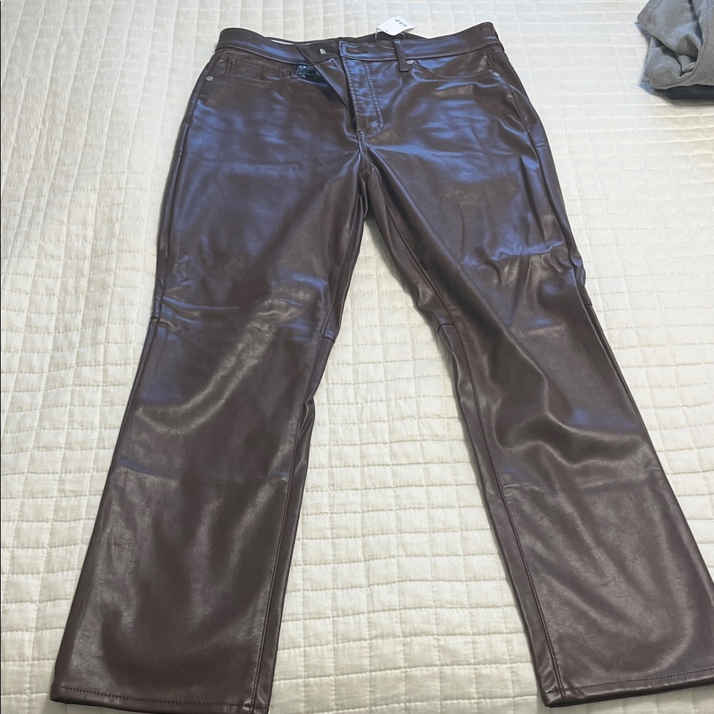 GAP Women's Dark Brown Leather Flare Jeans